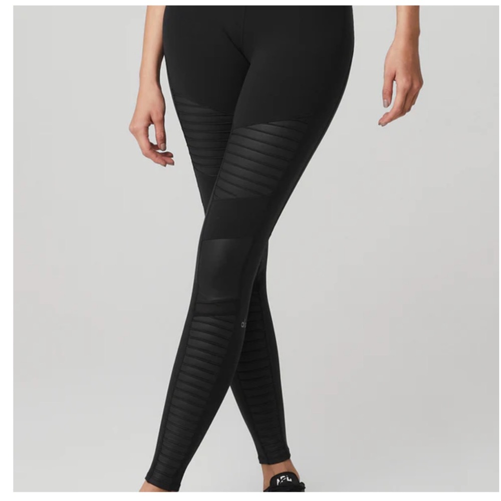 HIGH-WAIST MOTO LEGGING - BLACK/BLACK GLOSSY